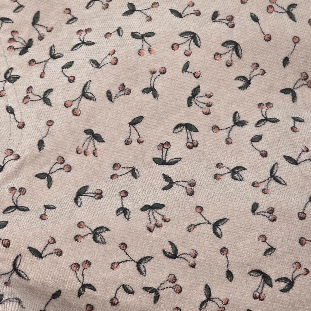 Cherry Print Overalls Wide Leg Cottagecore Beige Dungarees Small - Picture 5 of 9